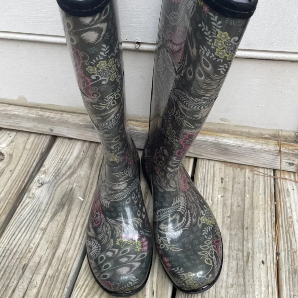 EUC Kamik Paisley Rain Boots Women's Size 9 Waterproof Rubber Boots